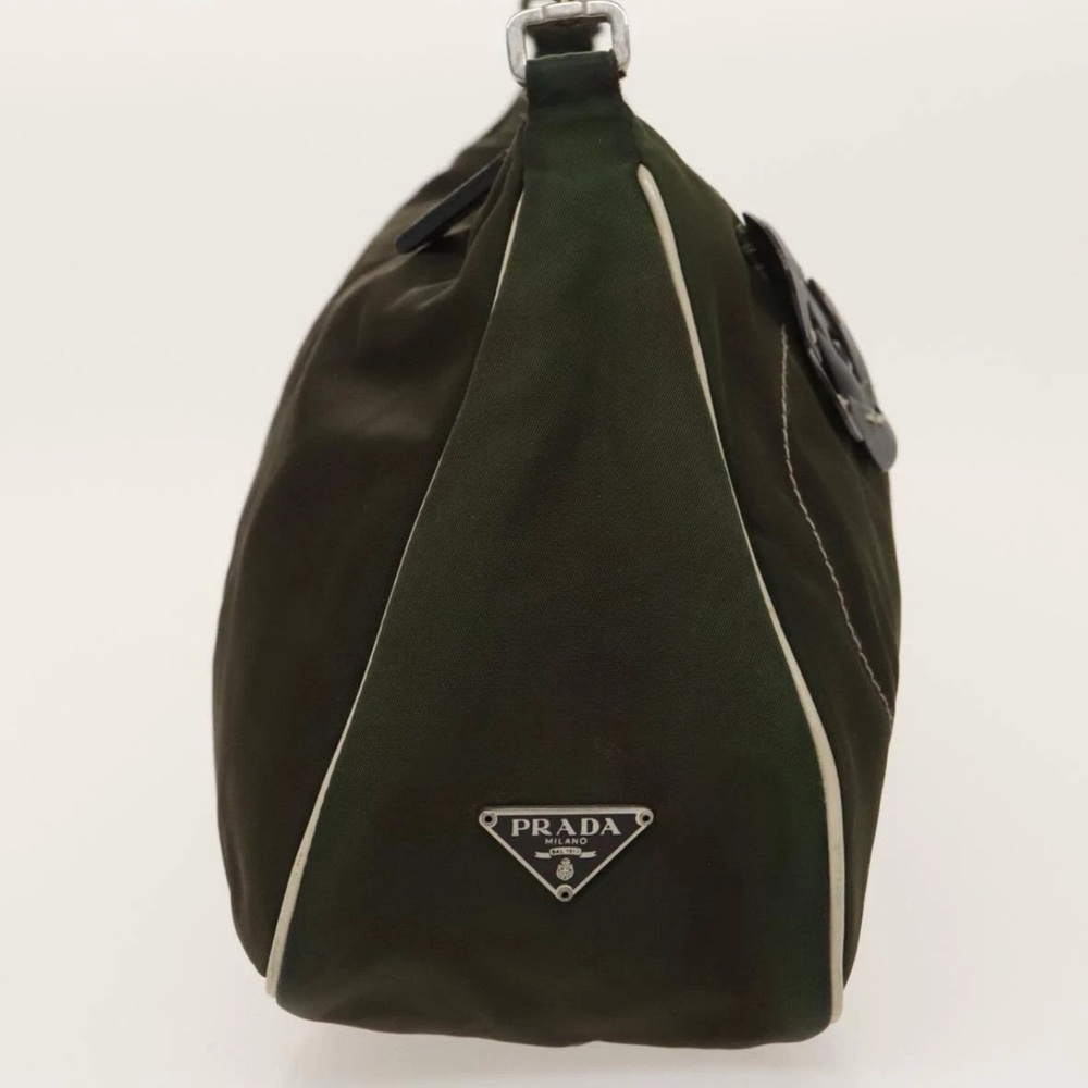 Prada Tessuto Fiori Flower Vintage Khaki Green Nylon/Leather Shoulder Bag - Picture 4 of 16